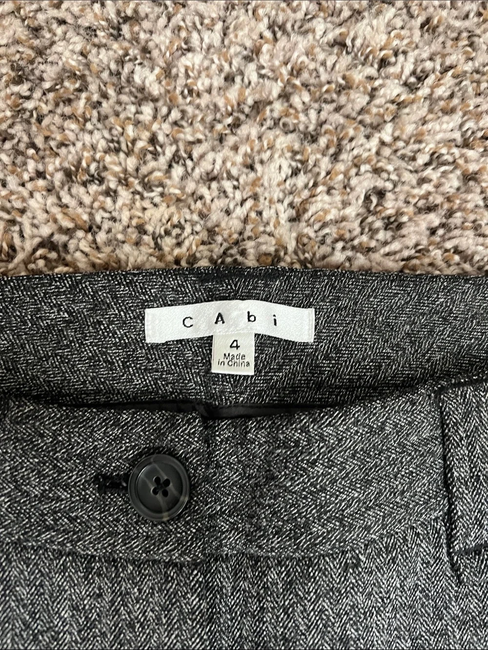 CAbi Charcoal Herringbone Wide Leg Trousers